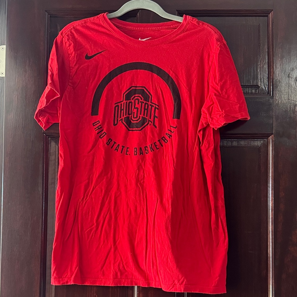 Nike Red Ohio State Basketball Tee with Black Logo